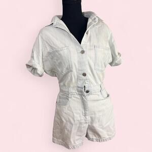 Zara light wash denim romper summer y2k